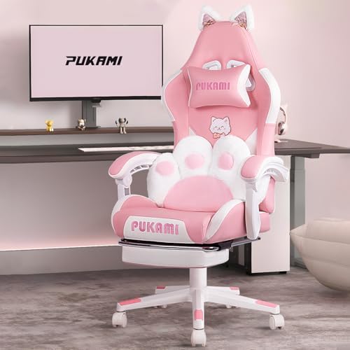 Gaming Chair Cushion - Kursi Gaming Pink Lucu dengan Telinga