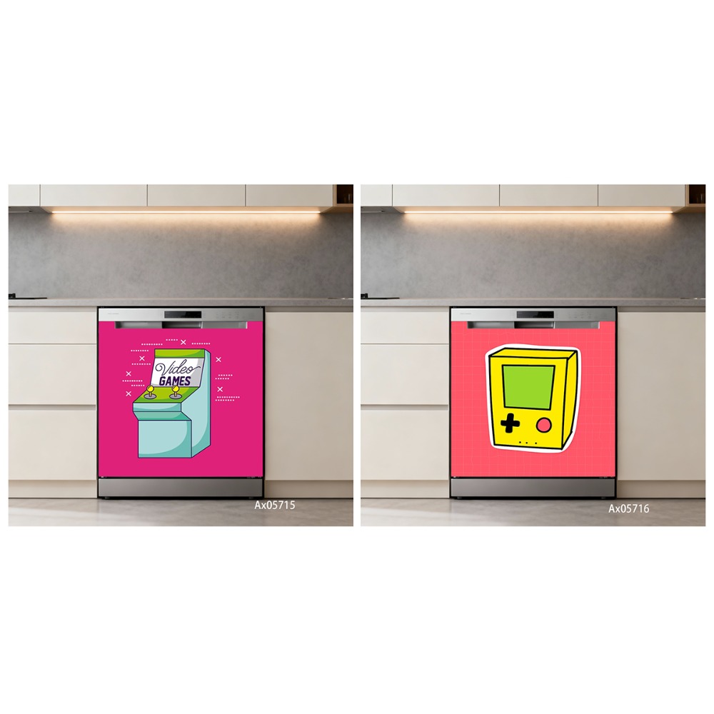 Stiker Pintu Mesin Cuci Piring - Gaming Console Cartoon ulasan dan harga